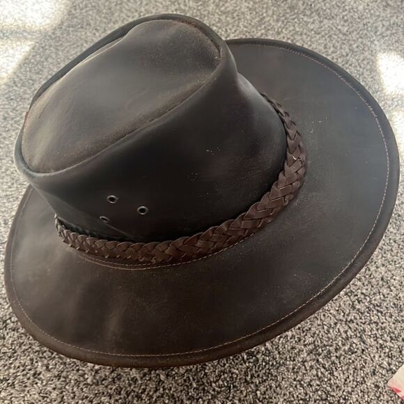 Kakadu Traders - Vintage - Dark Brown Leather Hat - XL - Picture 2 of 5
